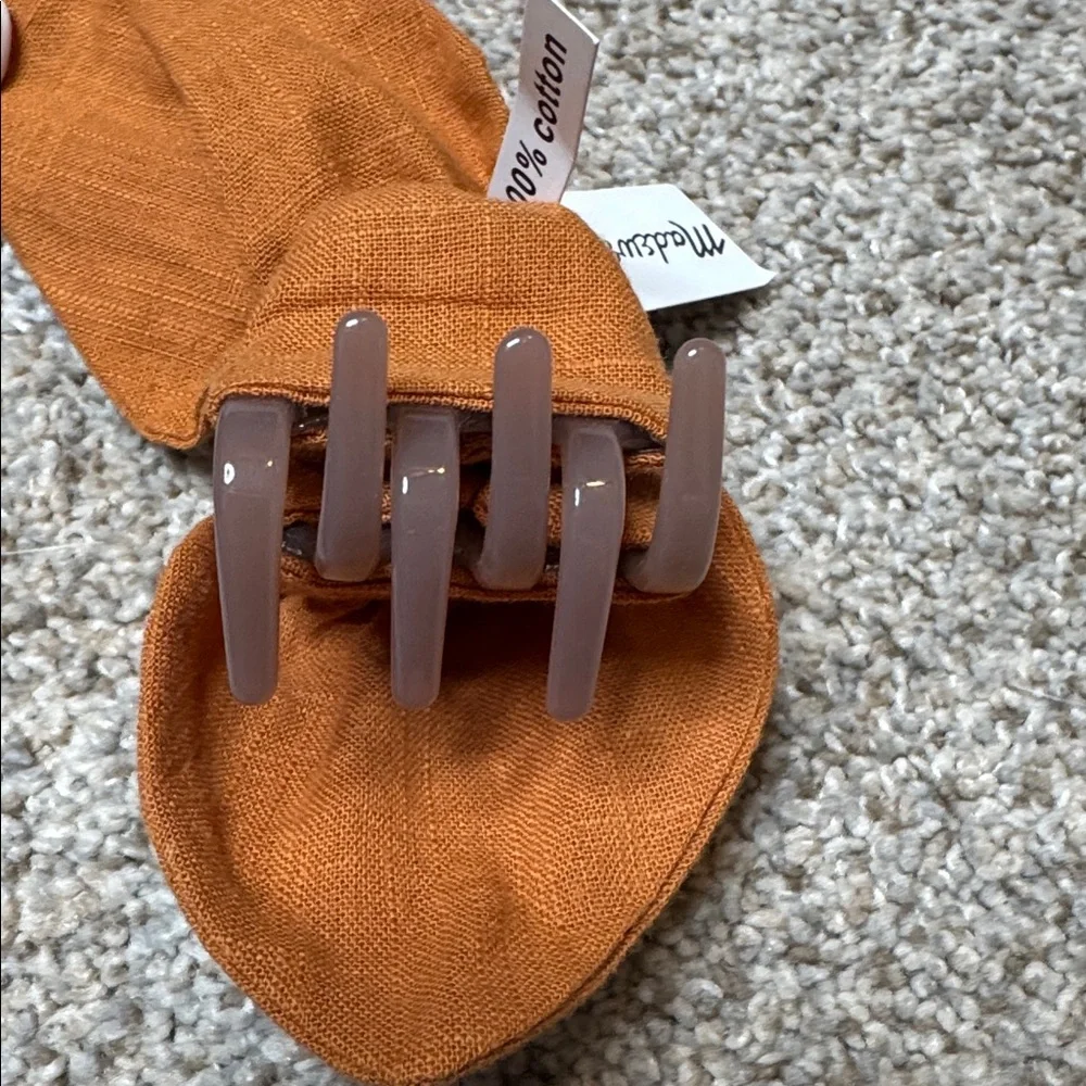 Madewell Bow Claw Hair Clip Ochre Fresco Cotton Hair Accessory NWT